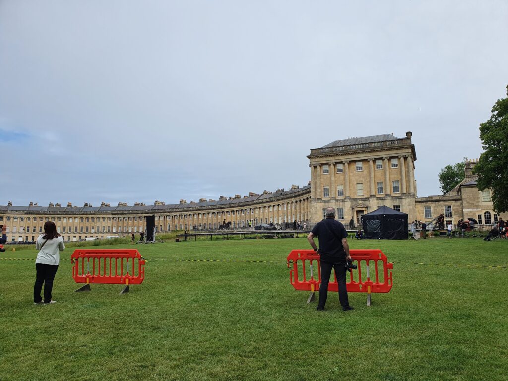 Persuasion filming in Bath: A horseman on the Royal Crescent