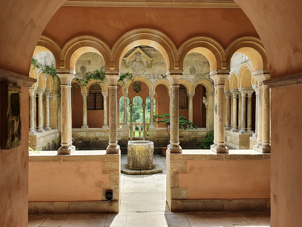 Inside the cloister at Iford Manor Garden