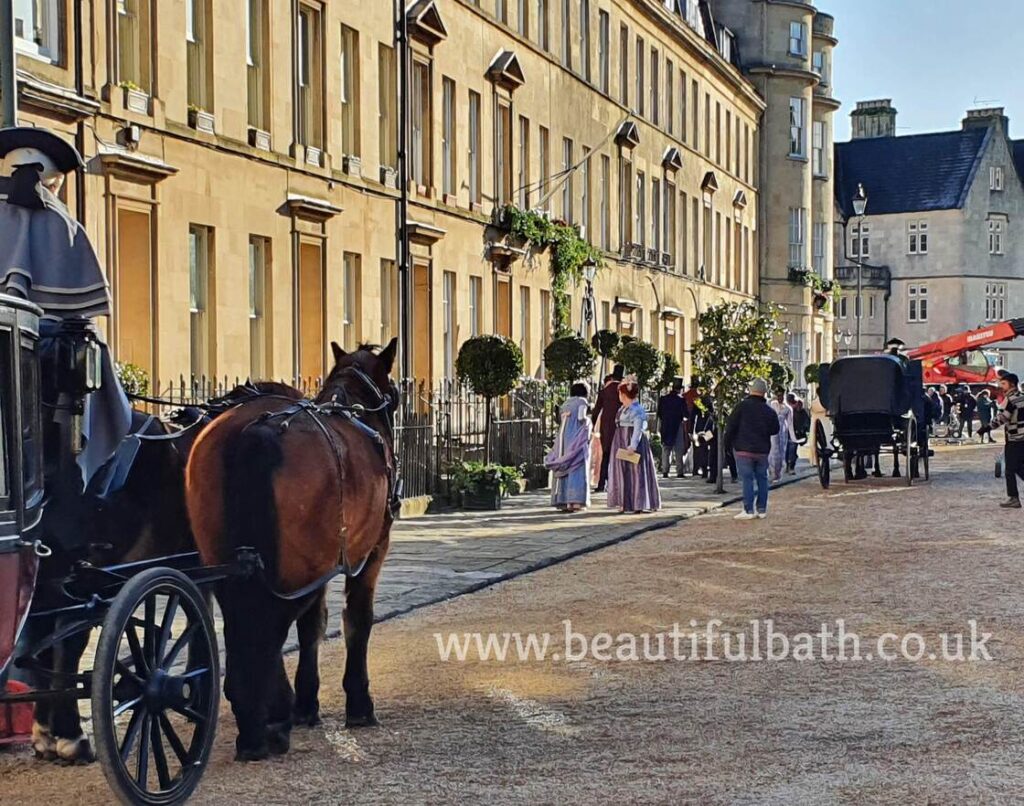 Bridgerton filming on Edward Street, Bath