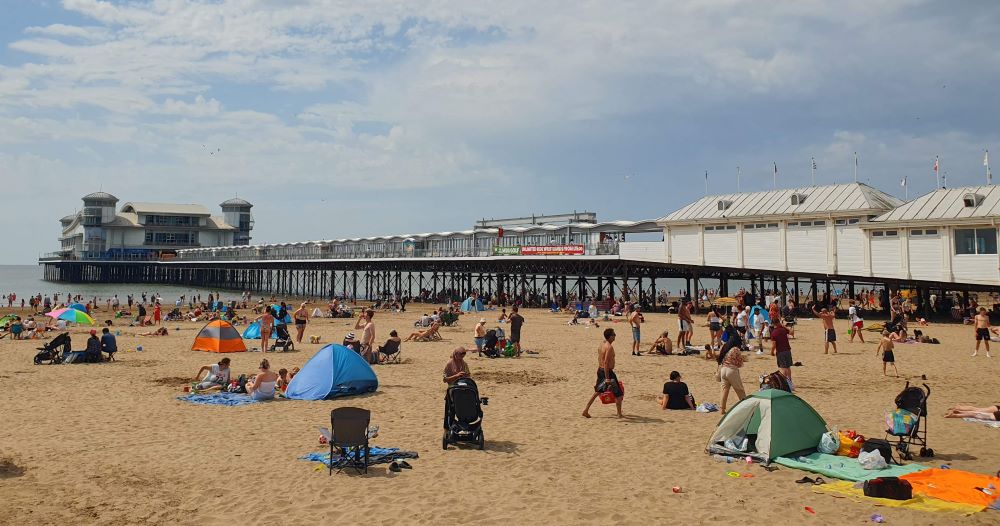 Sandy beach and pier at Weston-super-Mare